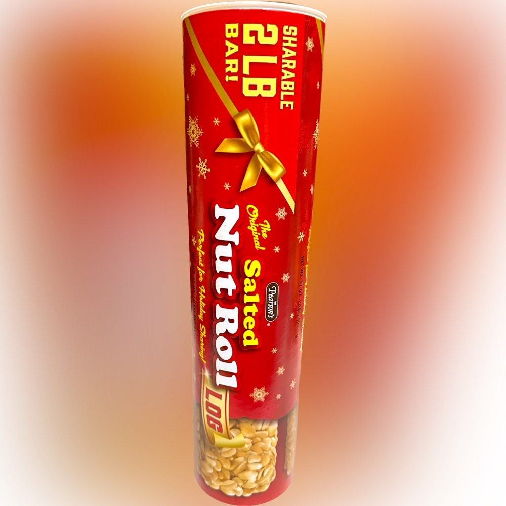 GIANT 16”  PEARSONSs ORIGINAL SALTED NUT ROLL LOG CANDY CONTAINER COLLECTIBLE